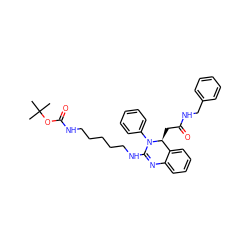 CC(C)(C)OC(=O)NCCCCCNC1=Nc2ccccc2[C@H](CC(=O)NCc2ccccc2)N1c1ccccc1 ZINC000049867730