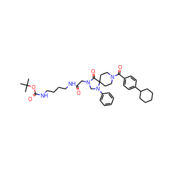 CC(C)(C)OC(=O)NCCCCNC(=O)CN1CN(c2ccccc2)C2(CCN(C(=O)c3ccc(C4CCCCC4)cc3)CC2)C1=O ZINC000066251902