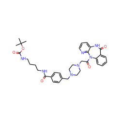 CC(C)(C)OC(=O)NCCCCNC(=O)c1ccc(CN2CCN(CC(=O)N3c4ccccc4C(=O)Nc4cccnc43)CC2)cc1 ZINC000026268880