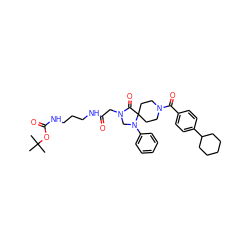 CC(C)(C)OC(=O)NCCCNC(=O)CN1CN(c2ccccc2)C2(CCN(C(=O)c3ccc(C4CCCCC4)cc3)CC2)C1=O ZINC000066260041