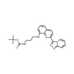 CC(C)(C)OC(=O)NCCCNc1cccc2ccc(-c3nnc4ccccn34)nc12 ZINC000096174950