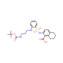 CC(C)(C)OC(=O)NCCCNc1ccccc1S(=O)(=O)Nc1ccc2c(c1C(=O)O)CCCC2 ZINC000014964462