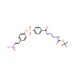 CC(C)(C)OC(=O)NCCNC(=O)c1ccc(S(=O)(=O)Oc2ccc(/C=C/[N+](=O)[O-])cc2)cc1 ZINC000013823396