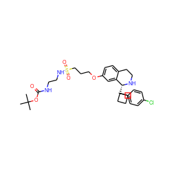 CC(C)(C)OC(=O)NCCNS(=O)(=O)CCCOc1ccc2c(c1)[C@@H](C1(c3ccc(Cl)cc3)CCC1)NCC2 ZINC000169710797