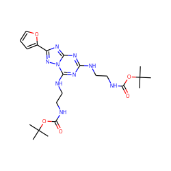 CC(C)(C)OC(=O)NCCNc1nc(NCCNC(=O)OC(C)(C)C)n2nc(-c3ccco3)nc2n1 ZINC000073198716