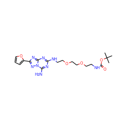 CC(C)(C)OC(=O)NCCOCCOCCNc1nc(N)n2nc(-c3ccco3)nc2n1 ZINC000073197275