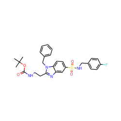 CC(C)(C)OC(=O)NCCc1nc2cc(S(=O)(=O)NCc3ccc(F)cc3)ccc2n1Cc1ccccc1 ZINC000028354392