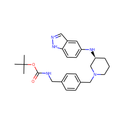 CC(C)(C)OC(=O)NCc1ccc(CN2CCC[C@H](Nc3ccc4[nH]ncc4c3)C2)cc1 ZINC000114337118