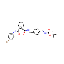 CC(C)(C)OC(=O)NCc1ccc(CNC(=O)[C@H]2[C@H](C(=O)Nc3ccc(Br)cc3)[C@@H]3C=C[C@H]2C32CC2)cc1 ZINC000168514330