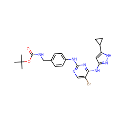 CC(C)(C)OC(=O)NCc1ccc(Nc2ncc(Br)c(Nc3cc(C4CC4)[nH]n3)n2)cc1 ZINC000035835636