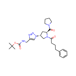 CC(C)(C)OC(=O)NCc1cn([C@@H]2C[C@@H](C(=O)N3CCCC3)N(C(=O)CCCc3ccccc3)C2)nn1 ZINC000095576277