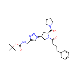 CC(C)(C)OC(=O)NCc1cn([C@H]2C[C@@H](C(=O)N3CCCC3)N(C(=O)CCCc3ccccc3)C2)nn1 ZINC000095573868