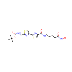 CC(C)(C)OC(=O)NCc1nc(-c2nc(C(=O)NCCCCC(=O)NO)cs2)cs1 ZINC000147358913