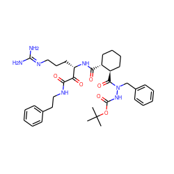 CC(C)(C)OC(=O)NN(Cc1ccccc1)C(=O)[C@@H]1CCCC[C@H]1C(=O)N[C@@H](CCCN=C(N)N)C(=O)C(=O)NCCc1ccccc1 ZINC000026943617