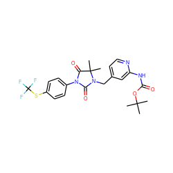 CC(C)(C)OC(=O)Nc1cc(CN2C(=O)N(c3ccc(SC(F)(F)F)cc3)C(=O)C2(C)C)ccn1 ZINC000071315895