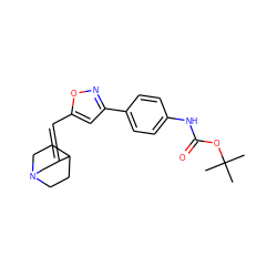 CC(C)(C)OC(=O)Nc1ccc(-c2cc(/C=C3/CN4CCC3CC4)on2)cc1 ZINC000026722129