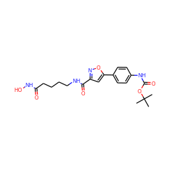 CC(C)(C)OC(=O)Nc1ccc(-c2cc(C(=O)NCCCCC(=O)NO)no2)cc1 ZINC000040395840