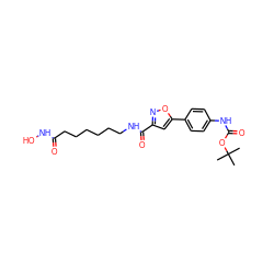 CC(C)(C)OC(=O)Nc1ccc(-c2cc(C(=O)NCCCCCCC(=O)NO)no2)cc1 ZINC000040880490