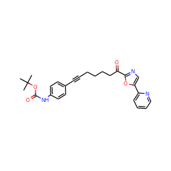 CC(C)(C)OC(=O)Nc1ccc(C#CCCCCC(=O)c2ncc(-c3ccccn3)o2)cc1 ZINC000014979967