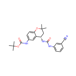 CC(C)(C)OC(=O)Nc1ccc2c(c1)[C@@H](NC(=O)Nc1cccc(C#N)c1)CC(C)(C)O2 ZINC000203325399