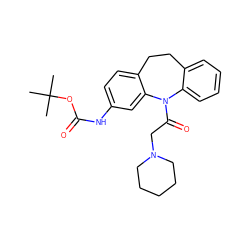 CC(C)(C)OC(=O)Nc1ccc2c(c1)N(C(=O)CN1CCCCC1)c1ccccc1CC2 ZINC000653708745