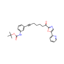 CC(C)(C)OC(=O)Nc1cccc(C#CCCCCC(=O)c2ncc(-c3ccccn3)o2)c1 ZINC000014979964