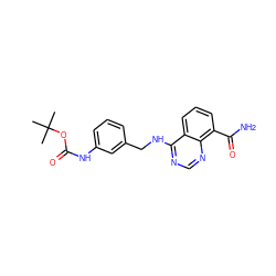 CC(C)(C)OC(=O)Nc1cccc(CNc2ncnc3c(C(N)=O)cccc23)c1 ZINC000114348595