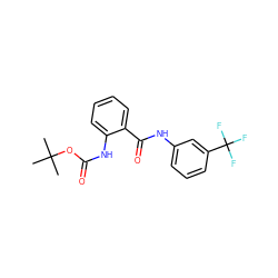 CC(C)(C)OC(=O)Nc1ccccc1C(=O)Nc1cccc(C(F)(F)F)c1 ZINC000224885595