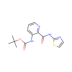 CC(C)(C)OC(=O)Nc1cccnc1C(=O)Nc1nccs1 ZINC000013521832