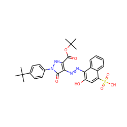 CC(C)(C)OC(=O)c1[nH]n(-c2ccc(C(C)(C)C)cc2)c(=O)c1/N=N/c1c(O)cc(S(=O)(=O)O)c2ccccc12 ZINC000169325438