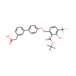 CC(C)(C)OC(=O)c1c(COc2ccc(-c3cccc(CC(=O)O)c3)cc2)ccc(C(F)(F)F)c1O ZINC000116840041