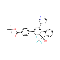 CC(C)(C)OC(=O)c1ccc(-c2cc(-c3cccnc3)c3c(c2)[C@](O)(C(F)(F)F)c2ccccc2-3)cc1 ZINC000144808566