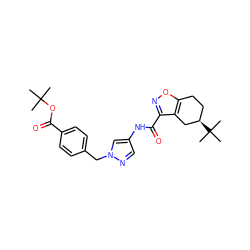 CC(C)(C)OC(=O)c1ccc(Cn2cc(NC(=O)c3noc4c3C[C@H](C(C)(C)C)CC4)cn2)cc1 ZINC000029054648