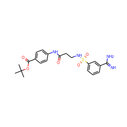 CC(C)(C)OC(=O)c1ccc(NC(=O)CCNS(=O)(=O)c2cccc(C(=N)N)c2)cc1 ZINC000095566190