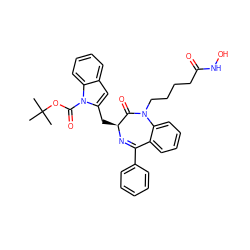 CC(C)(C)OC(=O)n1c(C[C@@H]2N=C(c3ccccc3)c3ccccc3N(CCCCC(=O)NO)C2=O)cc2ccccc21 ZINC001772606814