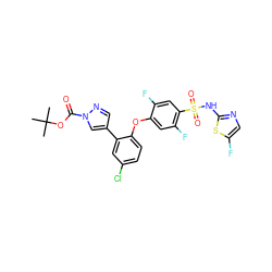 CC(C)(C)OC(=O)n1cc(-c2cc(Cl)ccc2Oc2cc(F)c(S(=O)(=O)Nc3ncc(F)s3)cc2F)cn1 ZINC000095582059