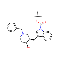 CC(C)(C)OC(=O)n1cc(C[C@@H]2CN(Cc3ccccc3)CC[C@@H]2O)c2ccccc21 ZINC000027617319