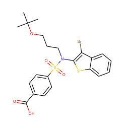 CC(C)(C)OCCCN(c1sc2ccccc2c1Br)S(=O)(=O)c1ccc(C(=O)O)cc1 ZINC000115231162