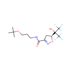 CC(C)(C)OCCCNC(=O)C1=NO[C@H](C(O)(C(F)(F)F)C(F)(F)F)C1 ZINC000034660862