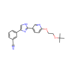 CC(C)(C)OCCOc1ccc(-c2nc(-c3cccc(C#N)c3)c[nH]2)cn1 ZINC000013285380