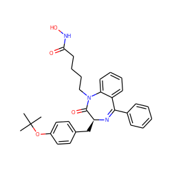 CC(C)(C)Oc1ccc(C[C@@H]2N=C(c3ccccc3)c3ccccc3N(CCCCC(=O)NO)C2=O)cc1 ZINC001772626647