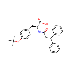 CC(C)(C)Oc1ccc(C[C@H](NC(=O)CC(c2ccccc2)c2ccccc2)C(=O)O)cc1 ZINC001772620110