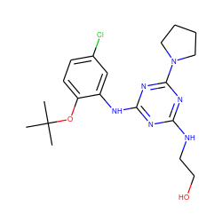 CC(C)(C)Oc1ccc(Cl)cc1Nc1nc(NCCO)nc(N2CCCC2)n1 ZINC000014968104