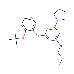 CC(C)(C)Oc1ccccc1Nc1nc(NCCO)nc(N2CCCC2)n1 ZINC000013829544