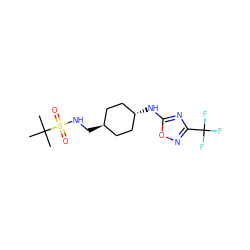 CC(C)(C)S(=O)(=O)NC[C@H]1CC[C@H](Nc2nc(C(F)(F)F)no2)CC1 ZINC000261177047