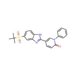 CC(C)(C)S(=O)(=O)c1ccc2[nH]c(-c3ccc(=O)n(-c4ccccc4)c3)nc2c1 ZINC000084687179