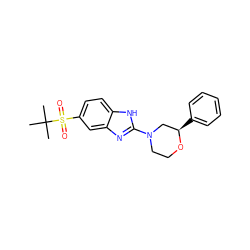 CC(C)(C)S(=O)(=O)c1ccc2[nH]c(N3CCO[C@H](c4ccccc4)C3)nc2c1 ZINC000095573733