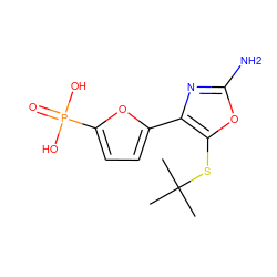 CC(C)(C)Sc1oc(N)nc1-c1ccc(P(=O)(O)O)o1 ZINC000169321430