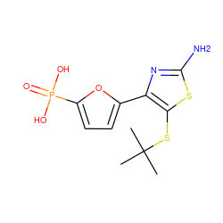 CC(C)(C)Sc1sc(N)nc1-c1ccc(P(=O)(O)O)o1 ZINC000066101227