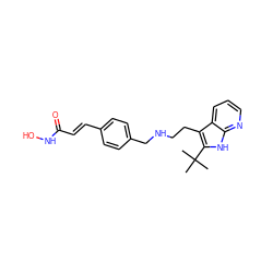 CC(C)(C)c1[nH]c2ncccc2c1CCNCc1ccc(/C=C/C(=O)NO)cc1 ZINC000072114283